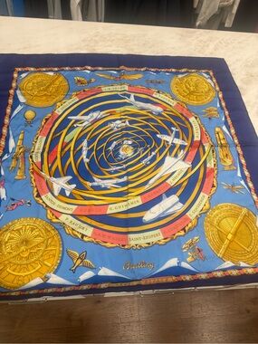 Breitling Blue and Gold Aviation Spiral Silk Scarf